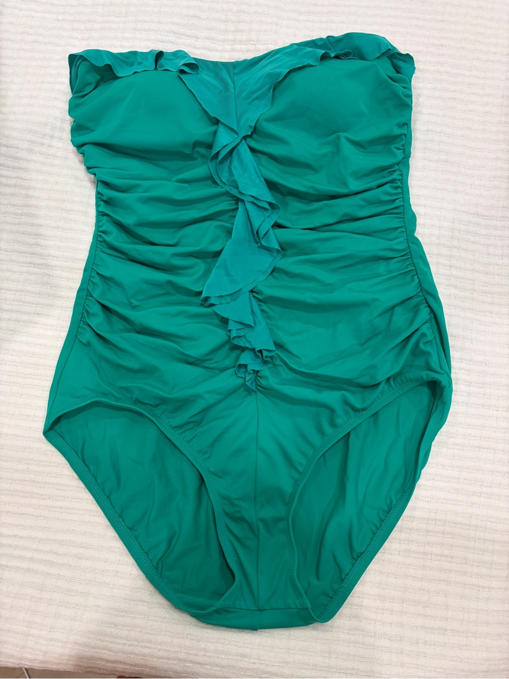 Jantzen Teal Ruffled Strapless One-Piece